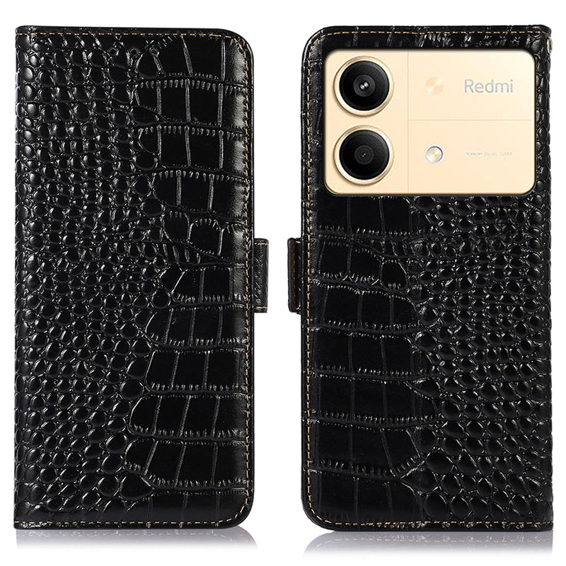 For Xiaomi Redmi Note 13R Pro 5G Phone Case Genuine Cow Leather Cover with Wallet Stand - Black For Xiaomi Redmi Note 13R Pro 5G Phone Case Genuine Cow Leather Cover with Wallet Stand - Black